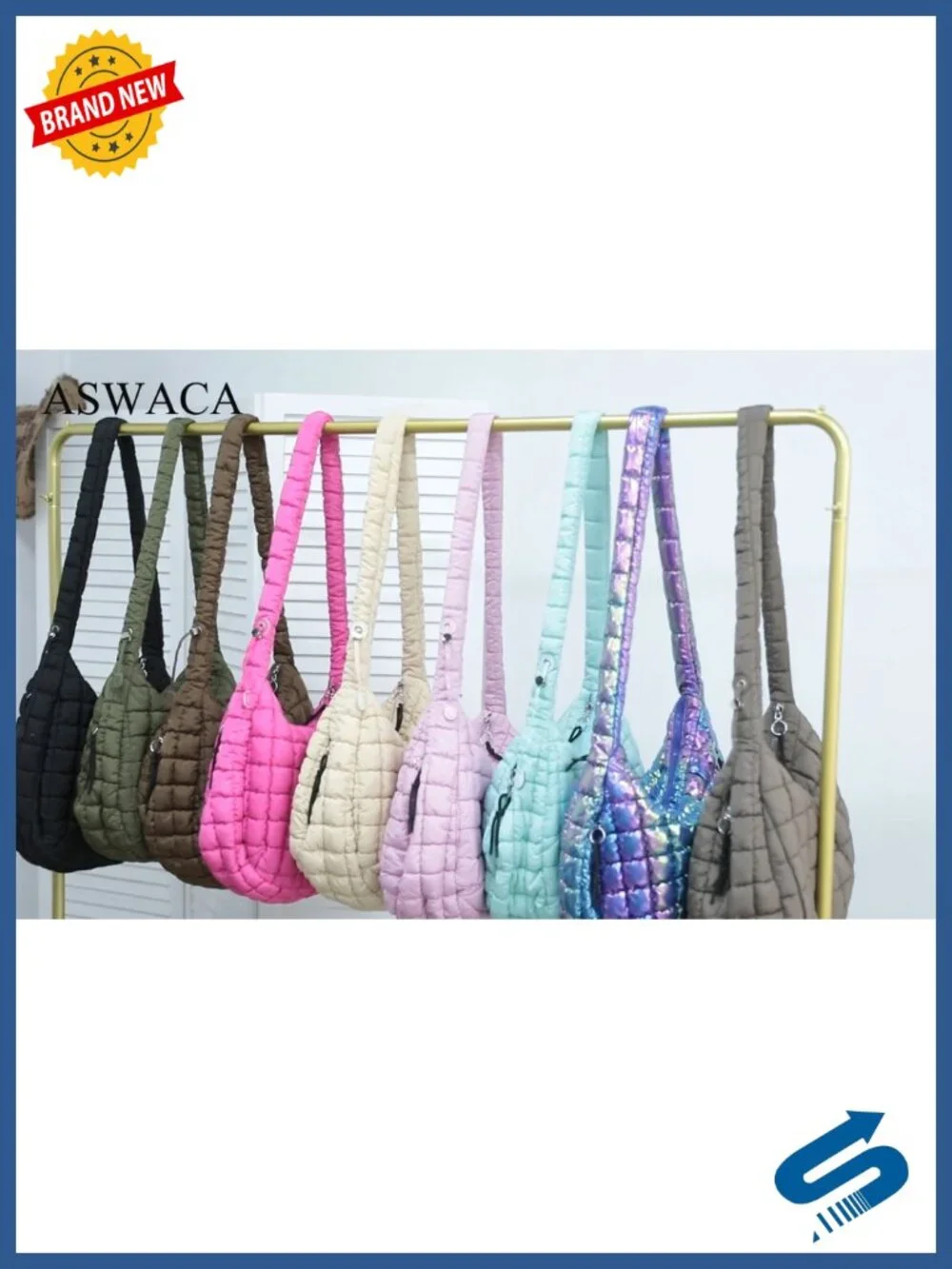 Quilted Puffer Tote Bag Nylon Crossbody Hobo Shoulder Bag Puffy Purse Large